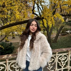 Garage Cream Faux Fur Puffer Jacket